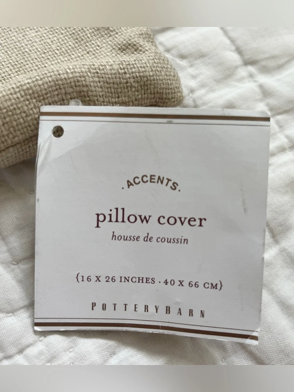 NWT Pottery Barn Christmas Holly Berry Pillow Cover Linen Painted 16x26 Lumbar